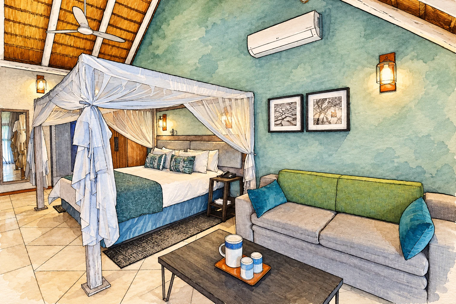 Illustration of a bedroom at Cresta Mowana Safari Resort & Spa in Kasane